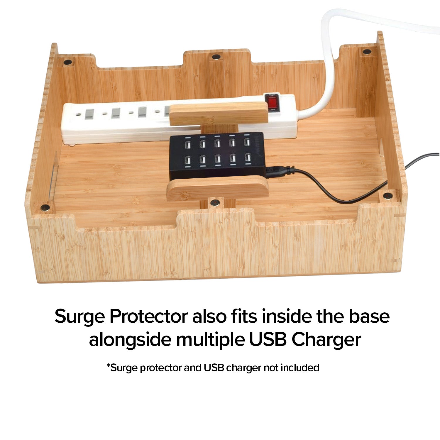 MobileVision 12 Slot Bamboo Charging Station Organizer