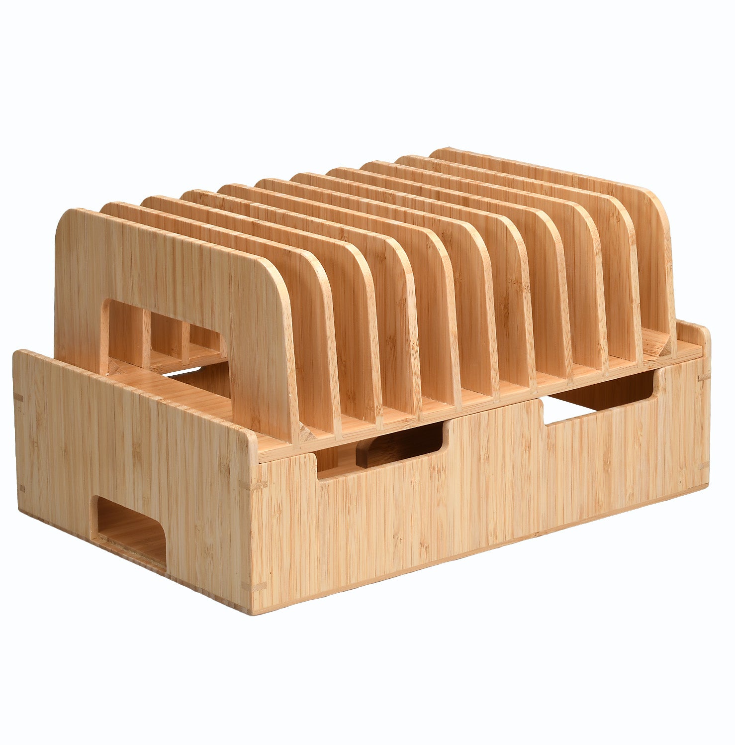 MobileVision 12 Slot Bamboo Charging Station Organizer