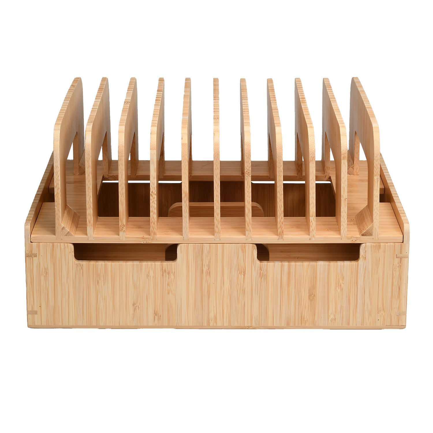 MobileVision 12 Slot Bamboo Charging Station Organizer