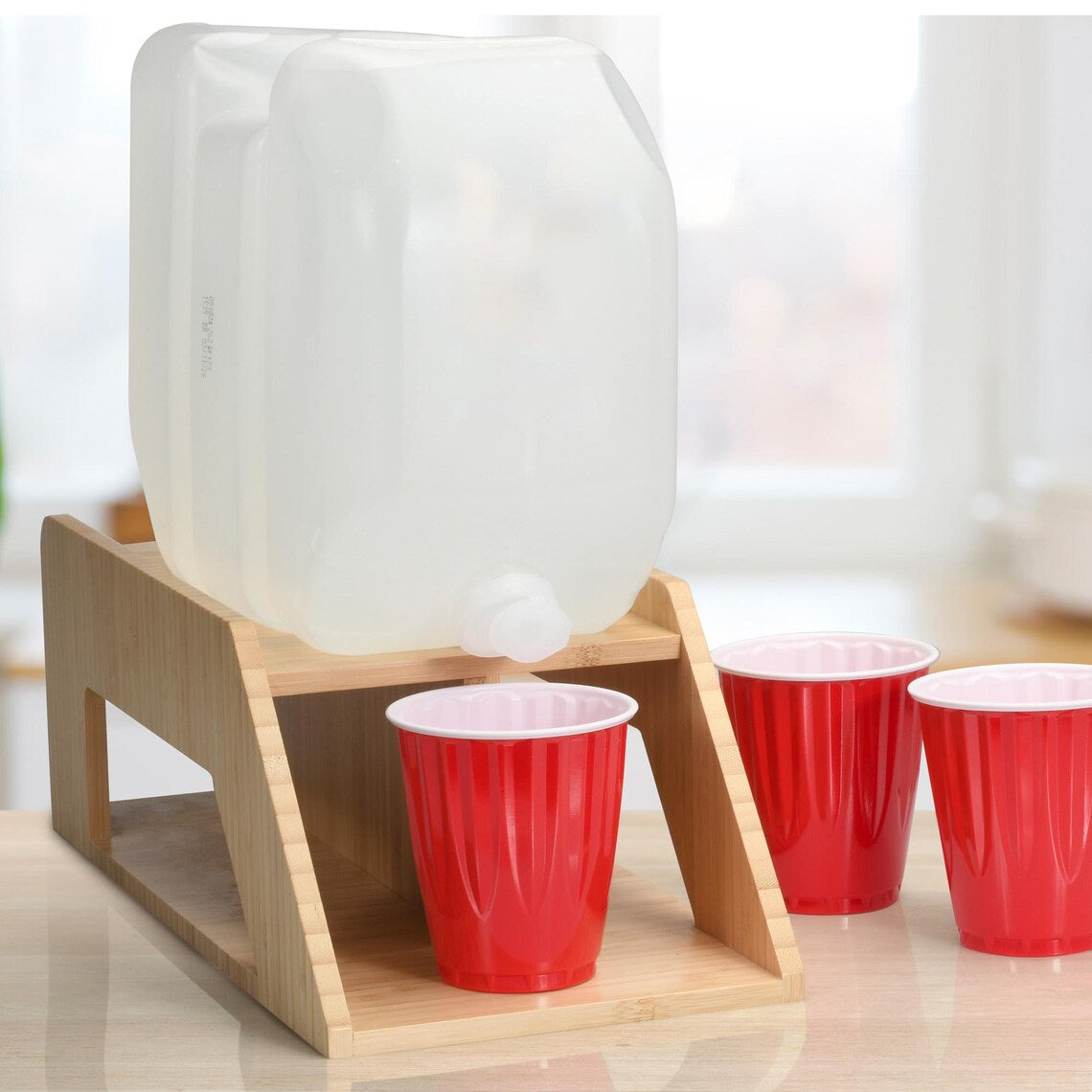 Mobilevision Bamboo Stand For Water Jugs/Large Beverage Jugs For Dispensing Drinks Into Cup