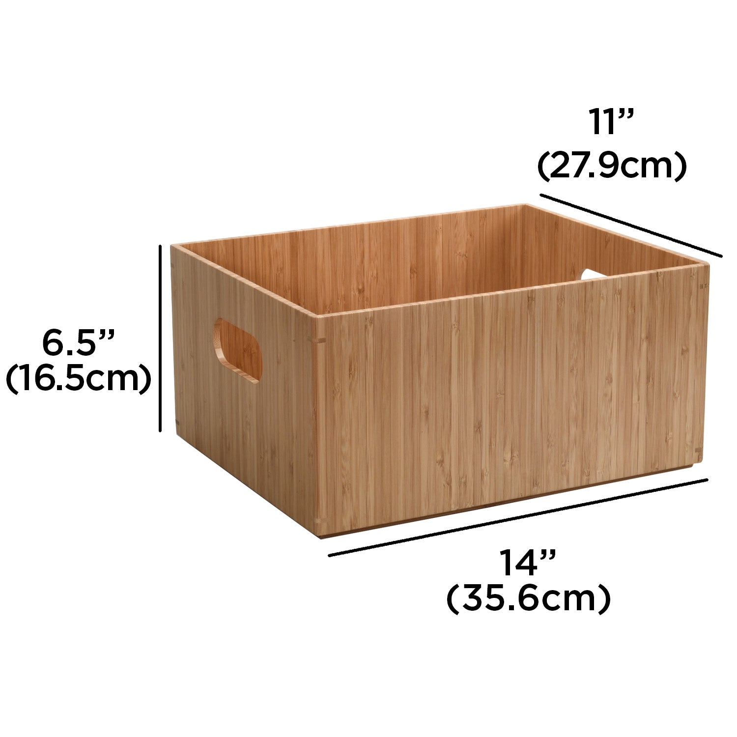 MobileVision Bamboo Storage Box, 14”x11”x 6.5”, Durable Bin w/Handles,  Stackable - For Toys Bedding Clothes Baby Essentials Arts & Crafts Closet 