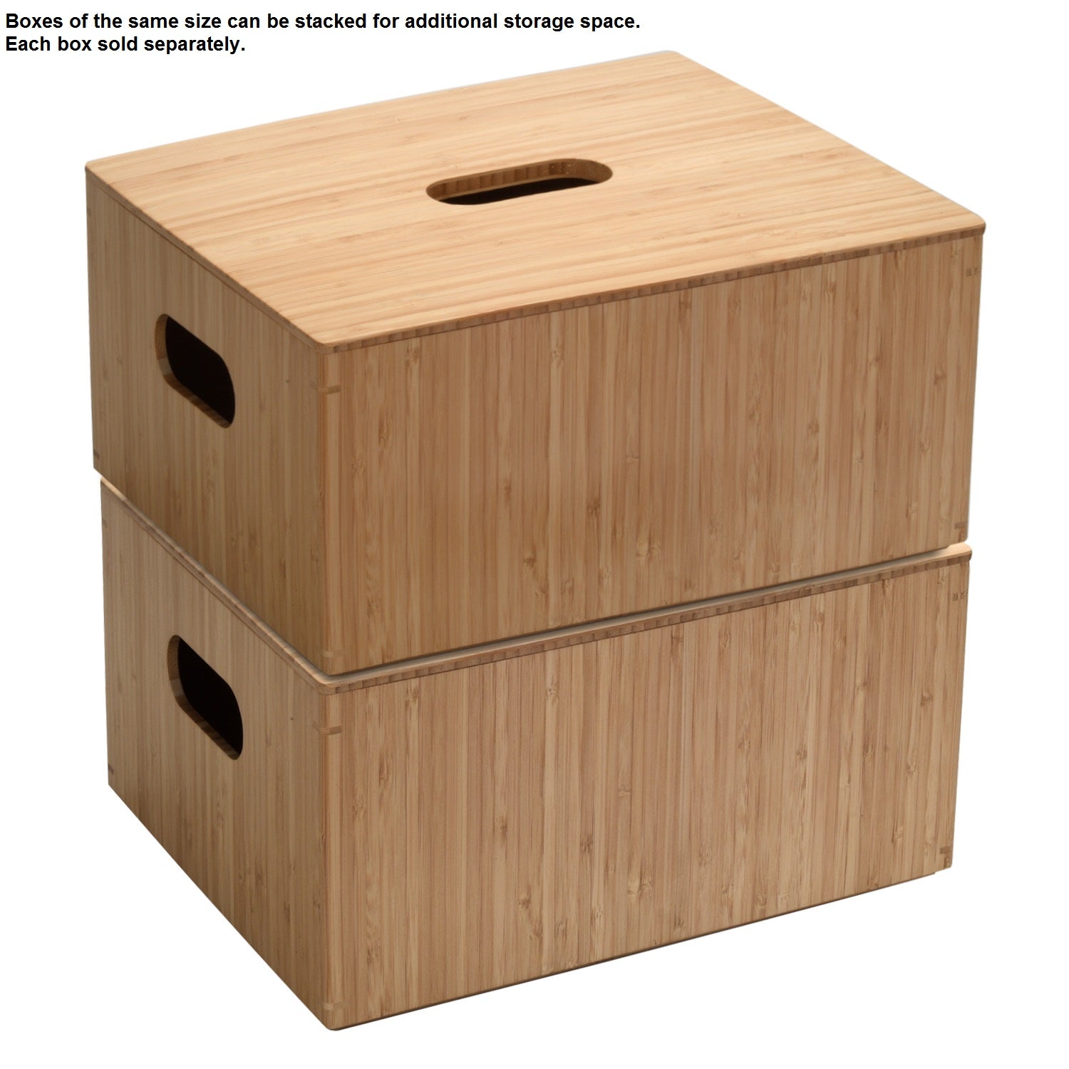 Storage Box Capacity Stackable Organizing Boxes with Bamboo Lid
